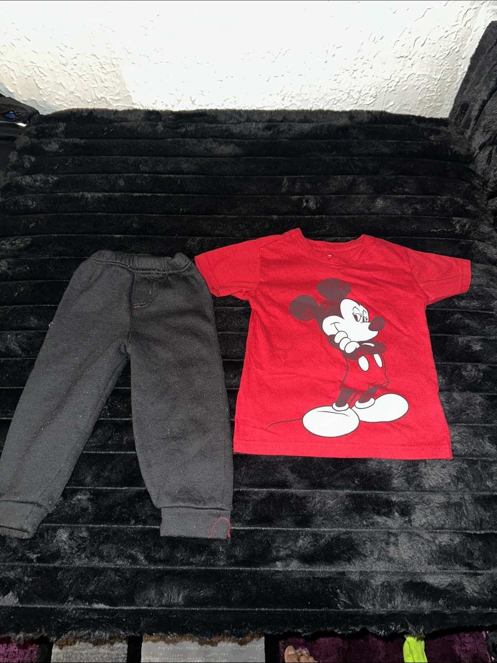 Disney Red Mickey Mouse Tee with Black Joggers